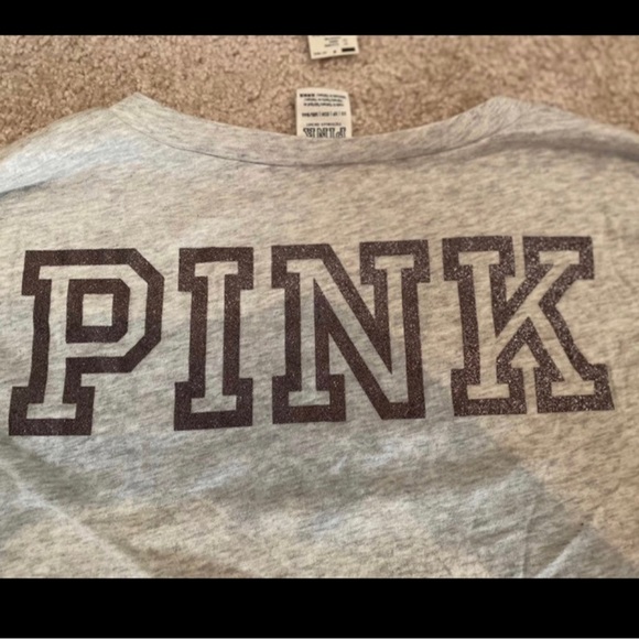 New VS Pink bling shirt tee long sleeve X-small XS light gray - Picture 5 of 6